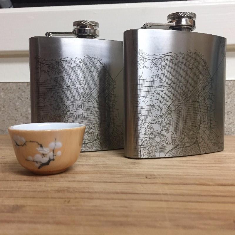 Addison - Illinois Map Hip Flask