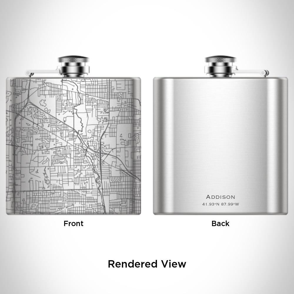 Addison - Illinois Map Hip Flask