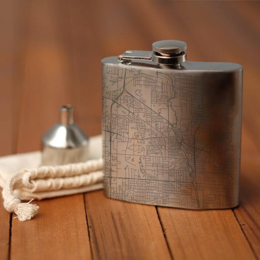 Addison - Illinois Map Hip Flask