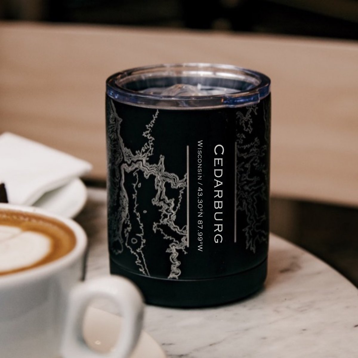 Cedarburg - Wisconsin Engraved Map Insulated Cup in Matte Black