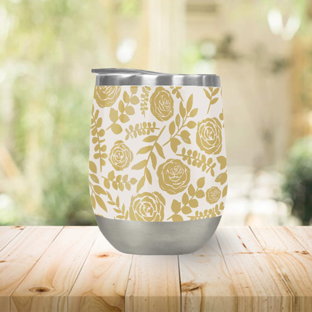 Gold Floral Tumbler
