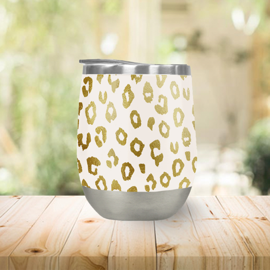 Gold Leopard Print Tumbler