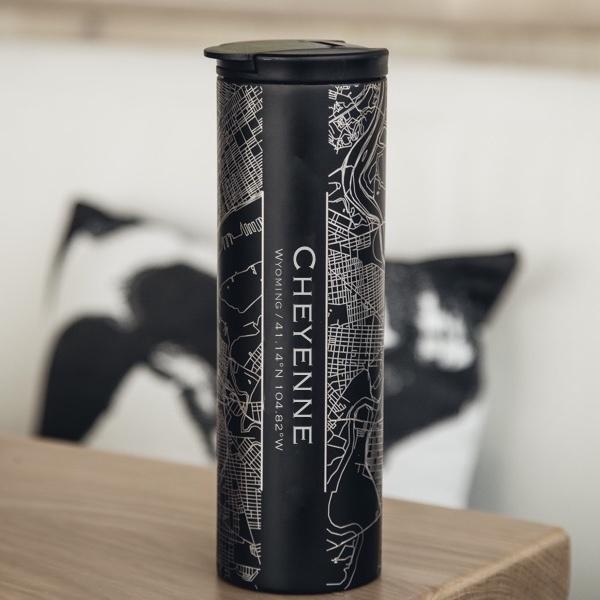 Cheyenne - Wyoming Map Tumbler in Matte Black