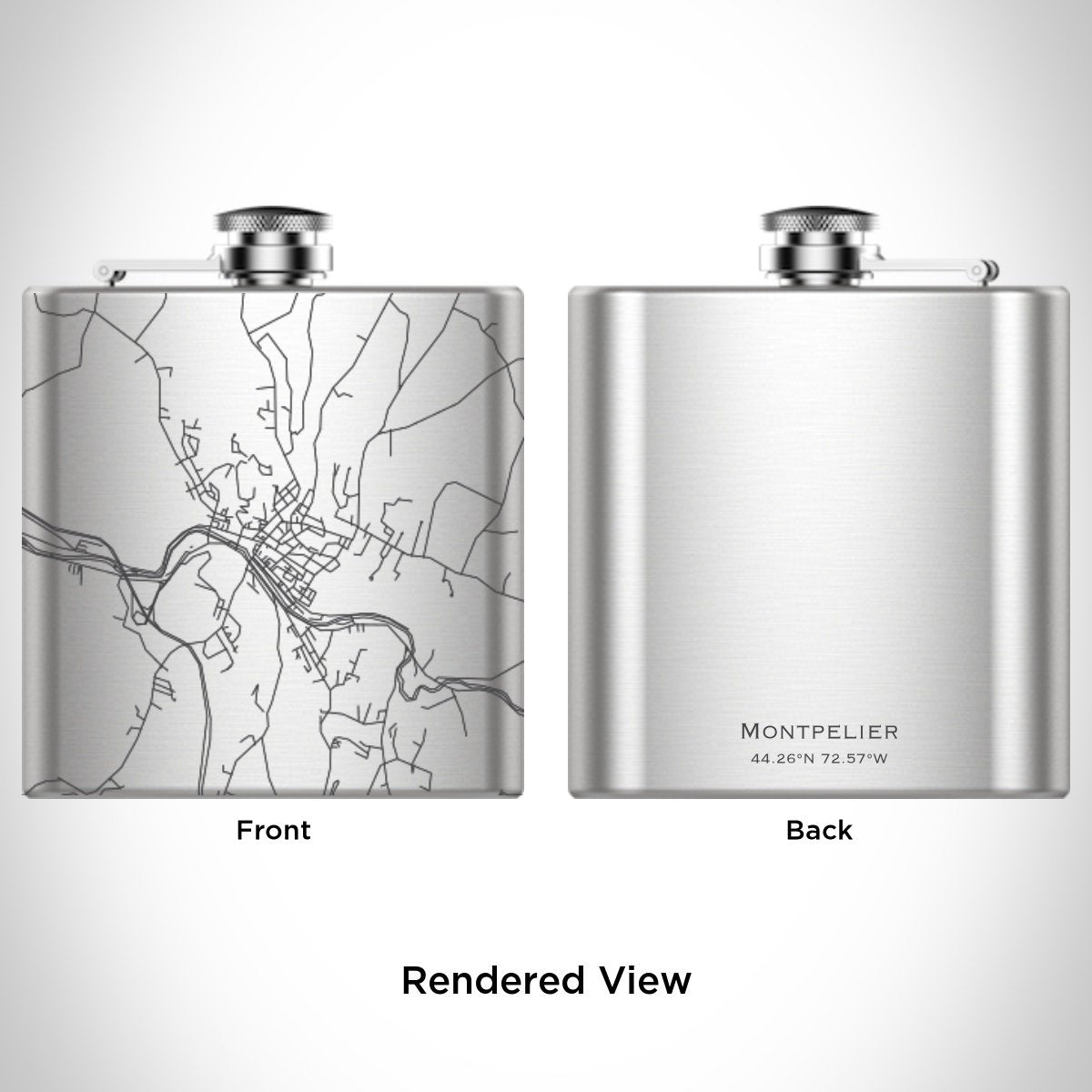 Montpelier - Vermont Engraved Map Hip Flask