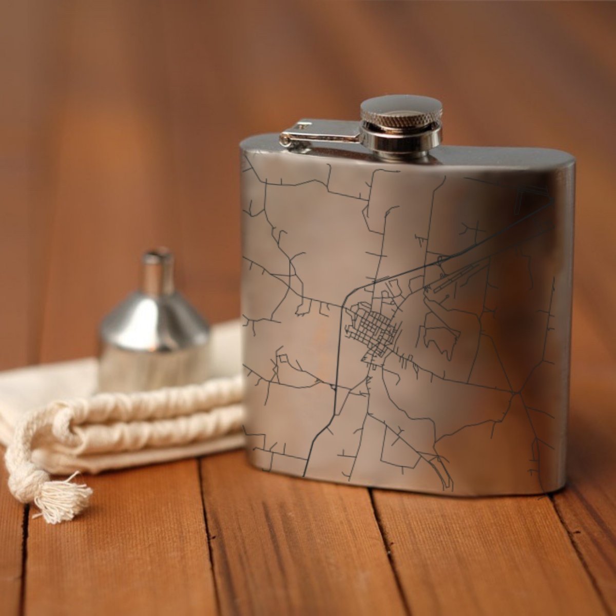 Mount Pleasant - Tennessee Engraved Map Hip Flask
