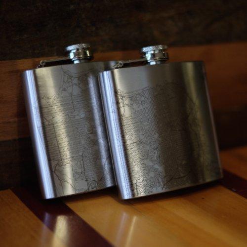 Portsmouth - New Hampshire Engraved Map Hip Flask